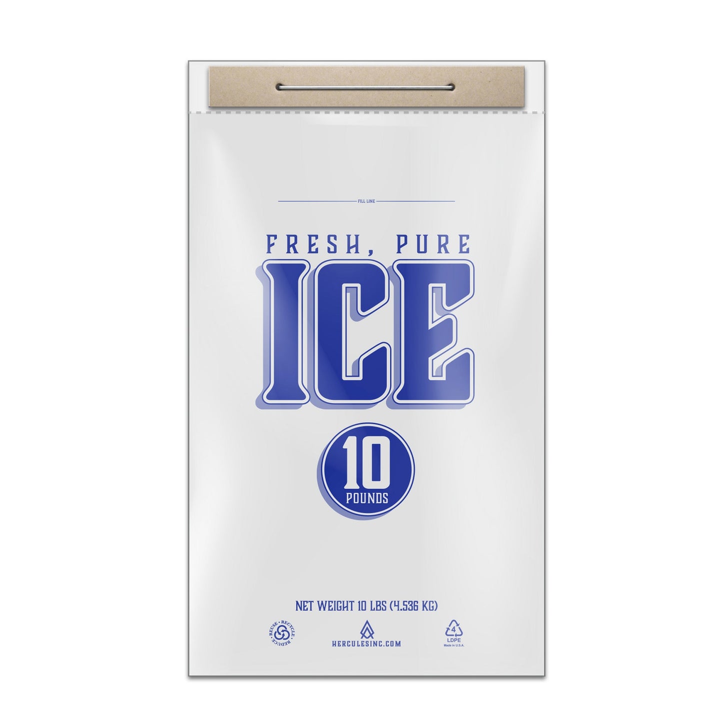 Custom Imprint 10# Ice Bags - Fresh, Pure, Ice - 1,000/Case - Hercules Inc. Shop