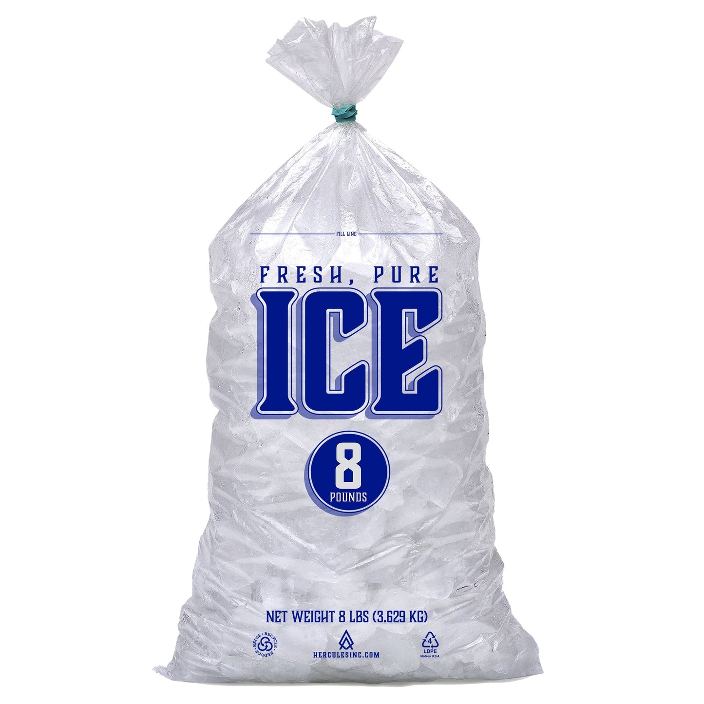 8 Lb. Clear Plastic - Fresh, Pure Ice Bags - Loose/Cut - Hercules Inc. Shop