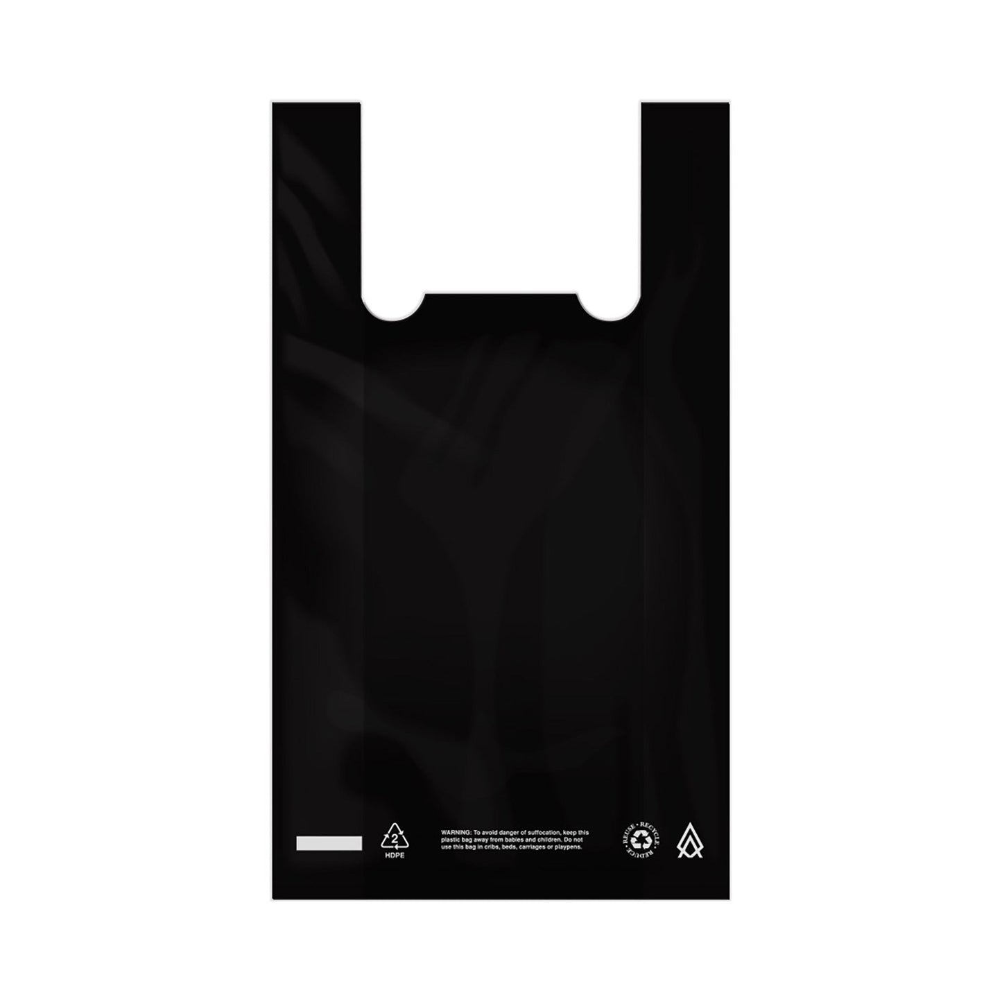 Heavy-Duty 1/6 Size .91 MIL Black Warning Language Plastic T-Shirt Bag