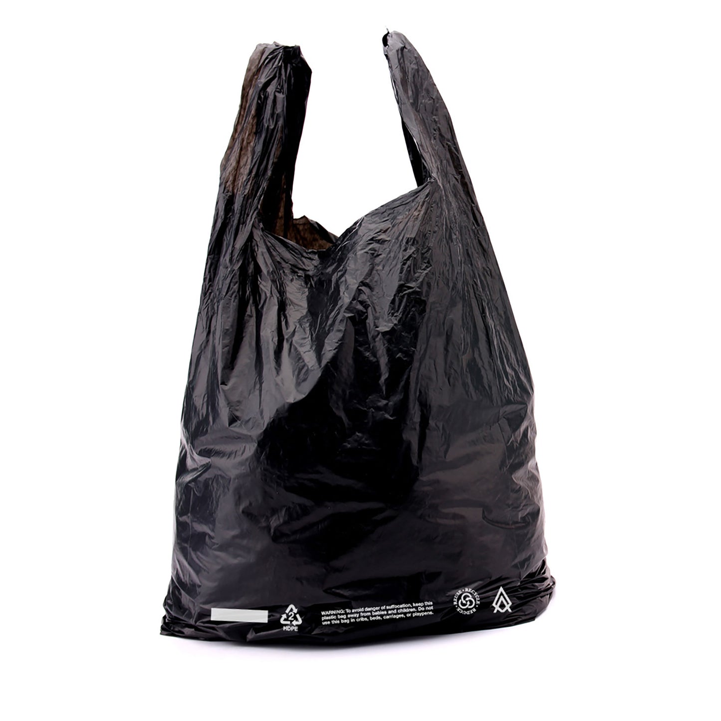 T-Shirt Bag - 20# Mini-Tote - Black Plastic Warning Language - Flat Pack - 1,000/Case