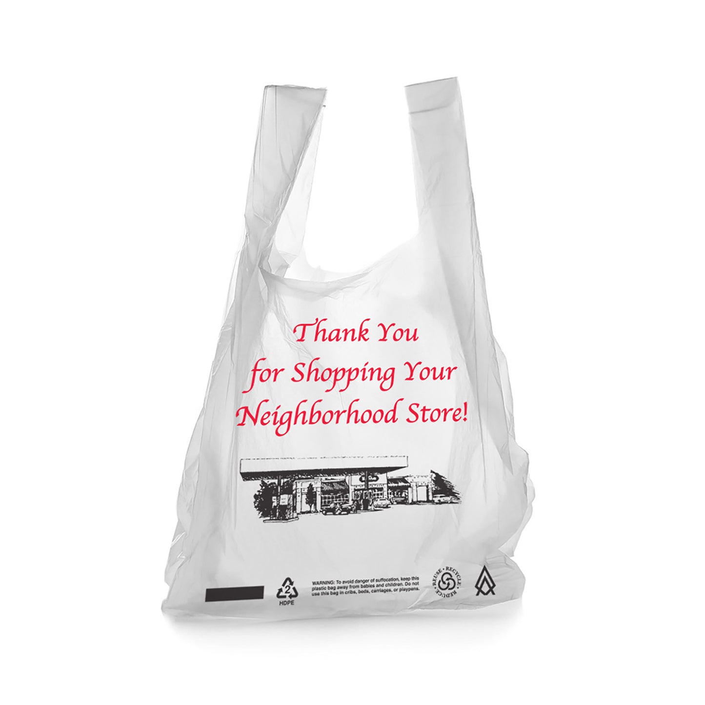 Neighborhood T-Shirt Bag on a Roll - White HDPE Plastic