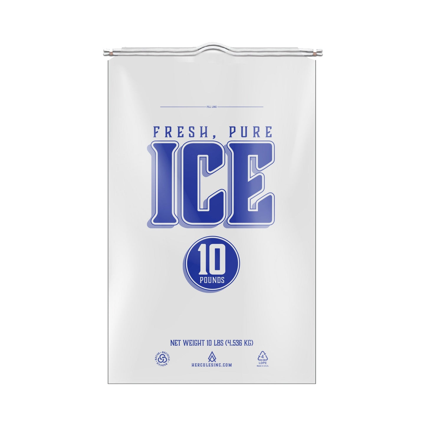 Custom Imprint 10# Drawstring Ice Bags - Fresh, Pure, Ice - 500/Case - Hercules Inc. Shop