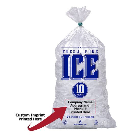 Custom Imprint 10# Ice Bags - Fresh, Pure, Ice - 5,000 Bags - Hercules Inc. Shop