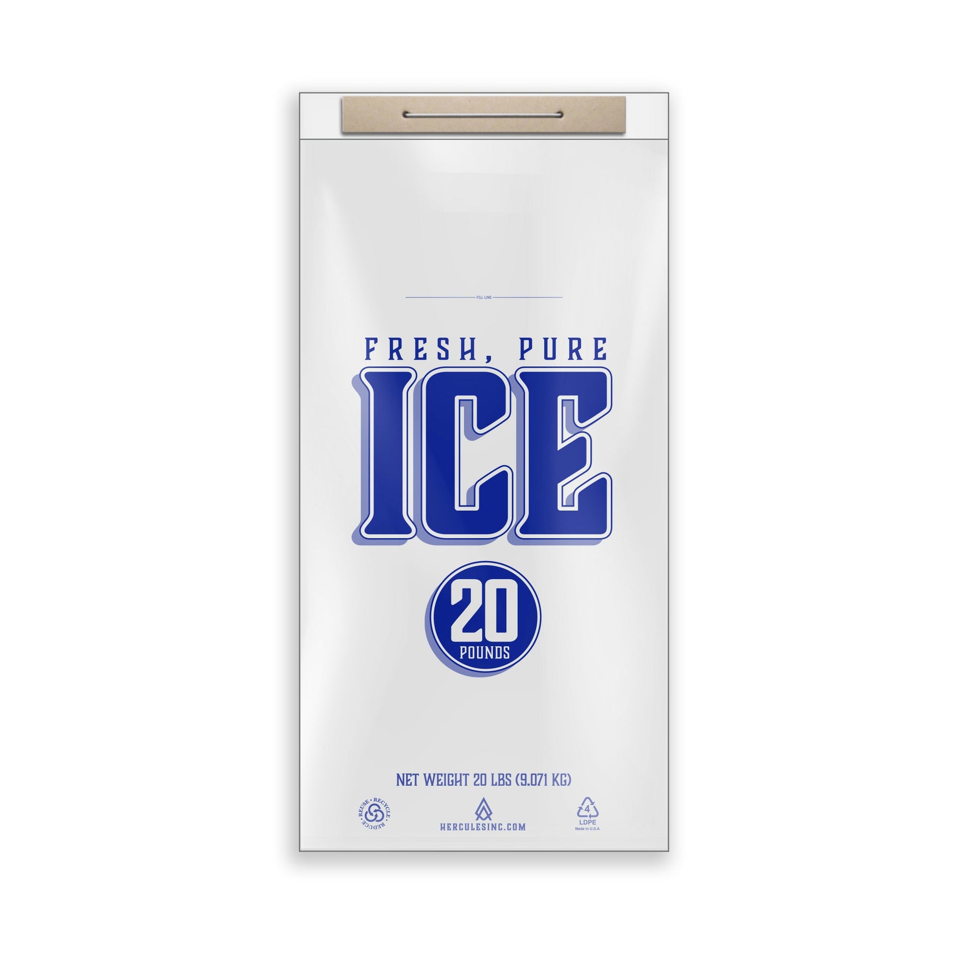 Custom Imprint 20# Ice Bags - Fresh, Pure, Ice - 500/Case - Hercules Inc. Shop