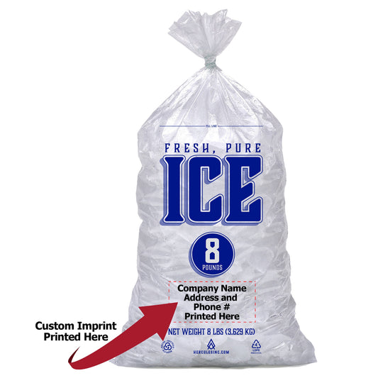 Custom Imprint 8# Ice Bags - Fresh, Pure, Ice - 1,000/Case - Hercules Inc. Shop