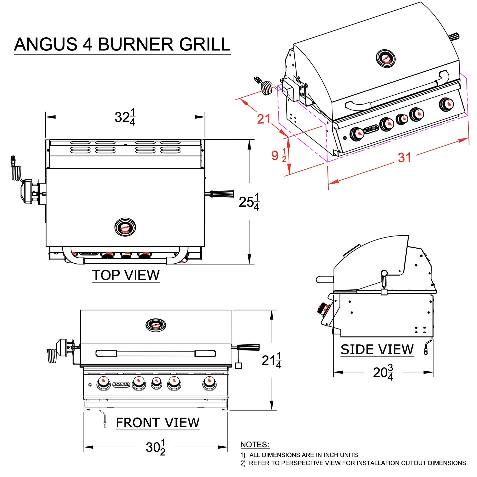 Grill Head - Angus 30" Drop - In Grill - Hercules Inc. Shop