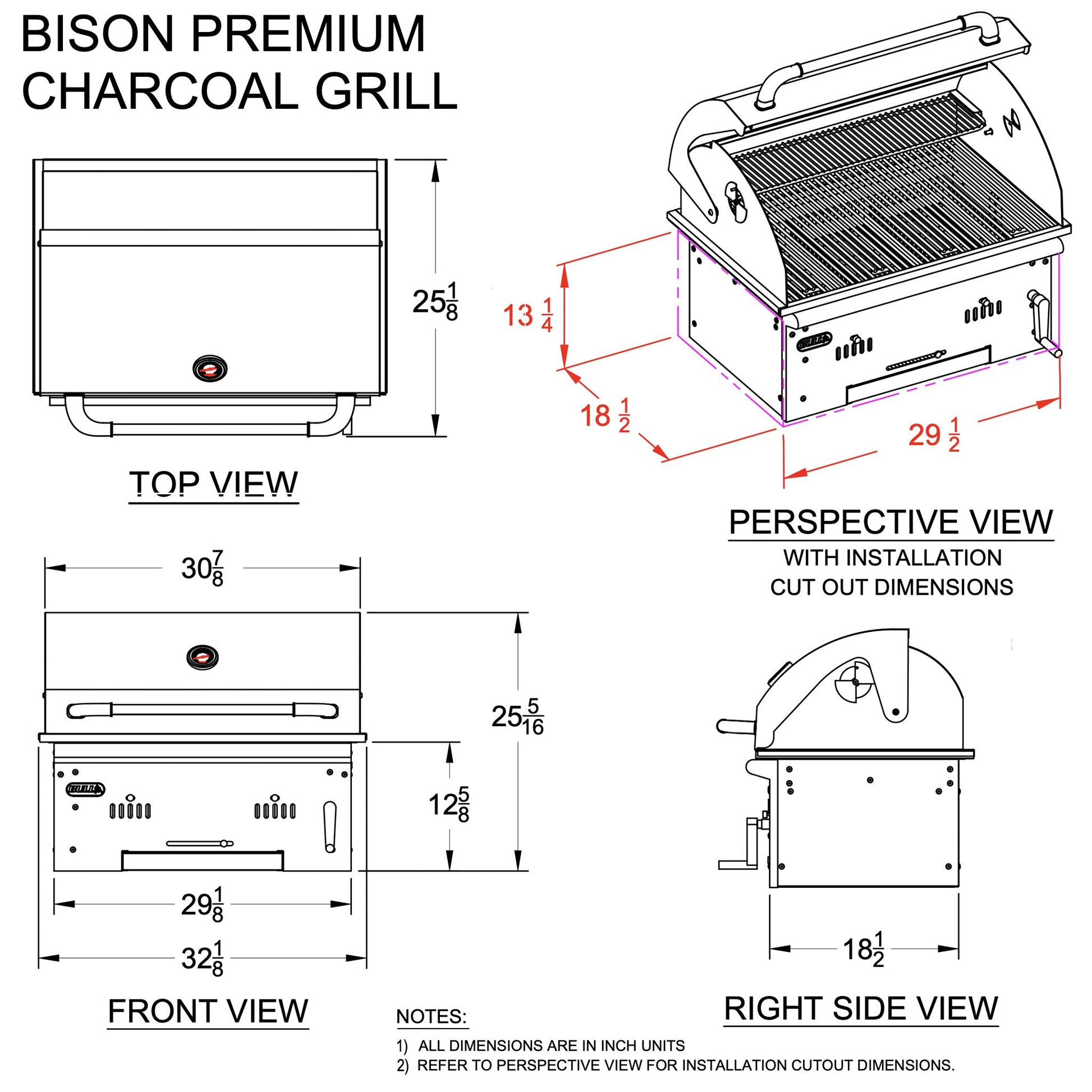 Grill Head - Bison Drop - In Charcoal Grill - Hercules Inc. Shop