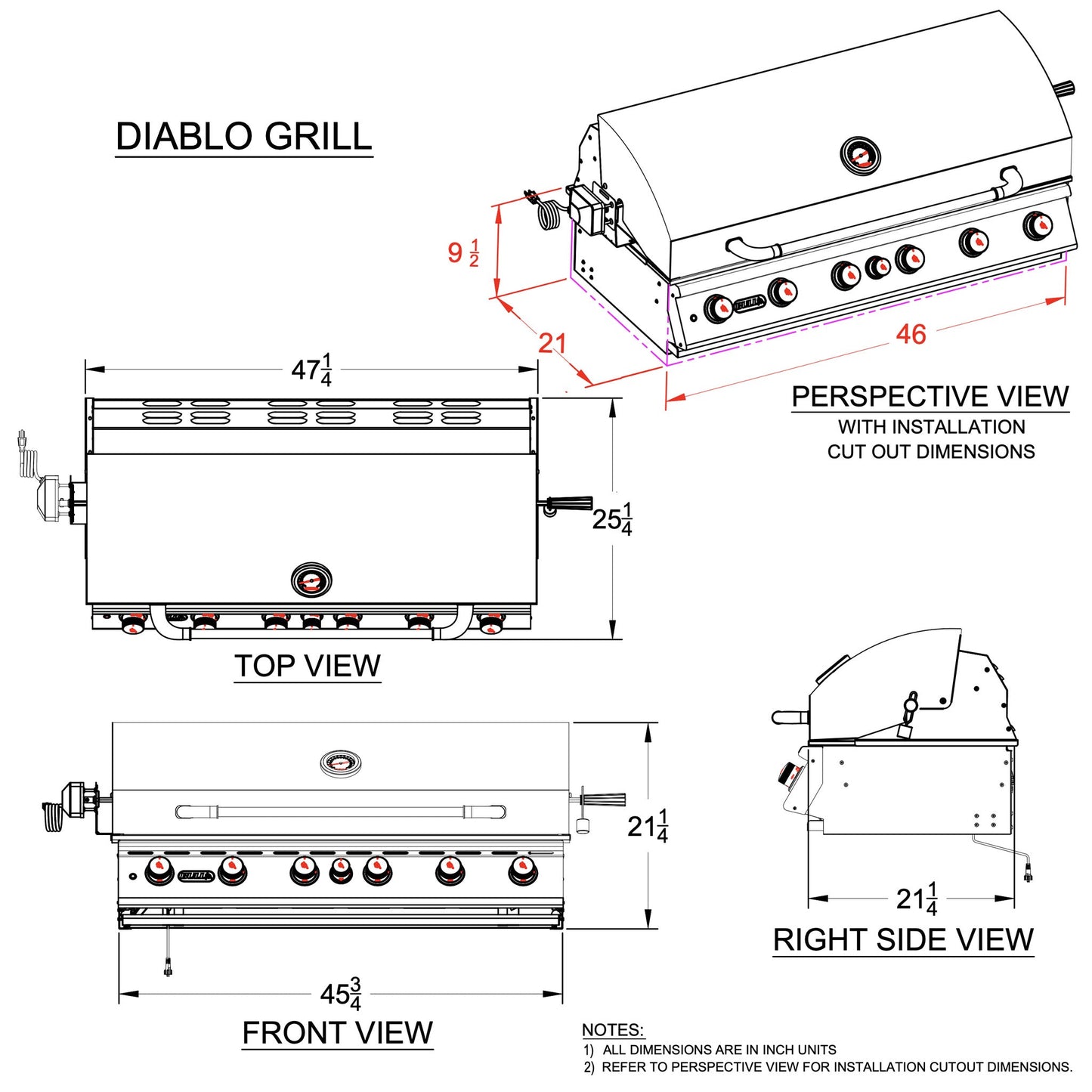 Grill Head - Diablo 46" Drop - In Grill - Hercules Inc. Shop