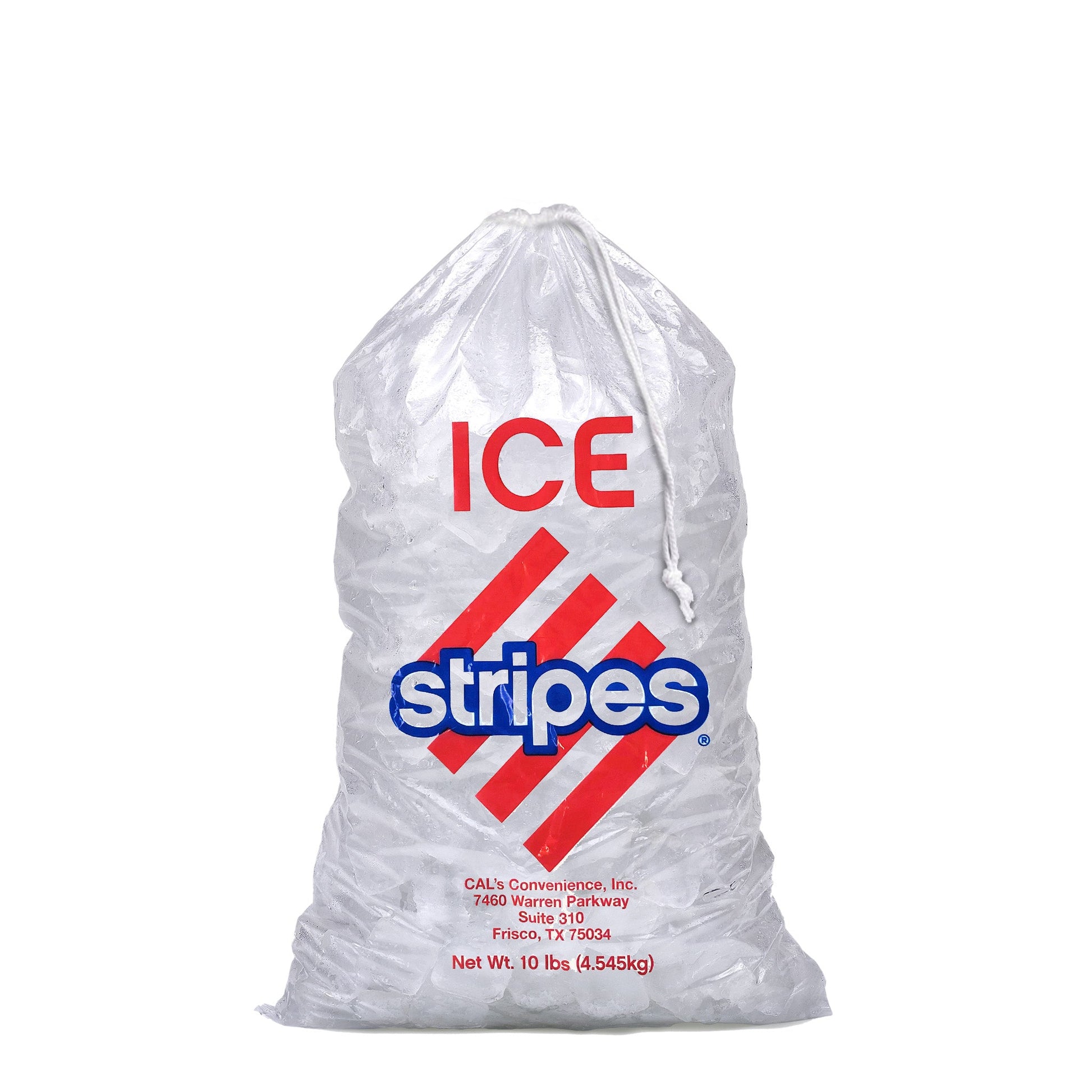 Ice Bags - Drawstring 10 lb - Cal's Stripes - 500 Bags - Hercules Inc. Shop