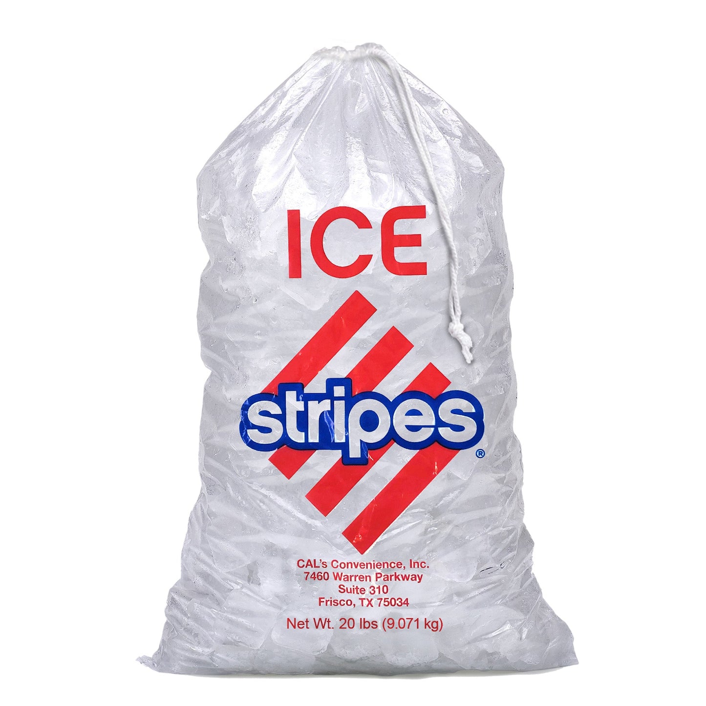 Ice Bags - Drawstring 20 lb - Cal's Stripes - 250 Bags - Hercules Inc. Shop