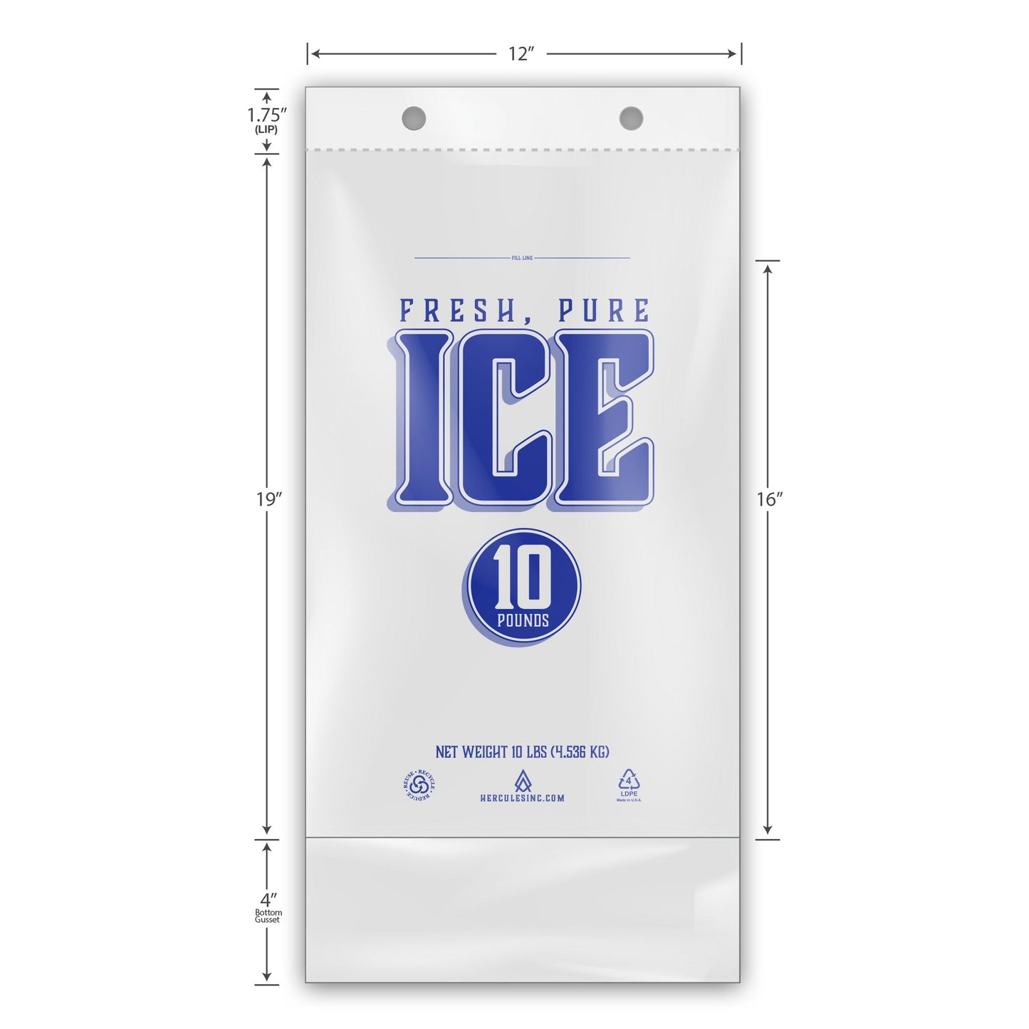 Ice Bags - Loose/Cut - Fresh, Pure Ice - Hercules Inc. Shop