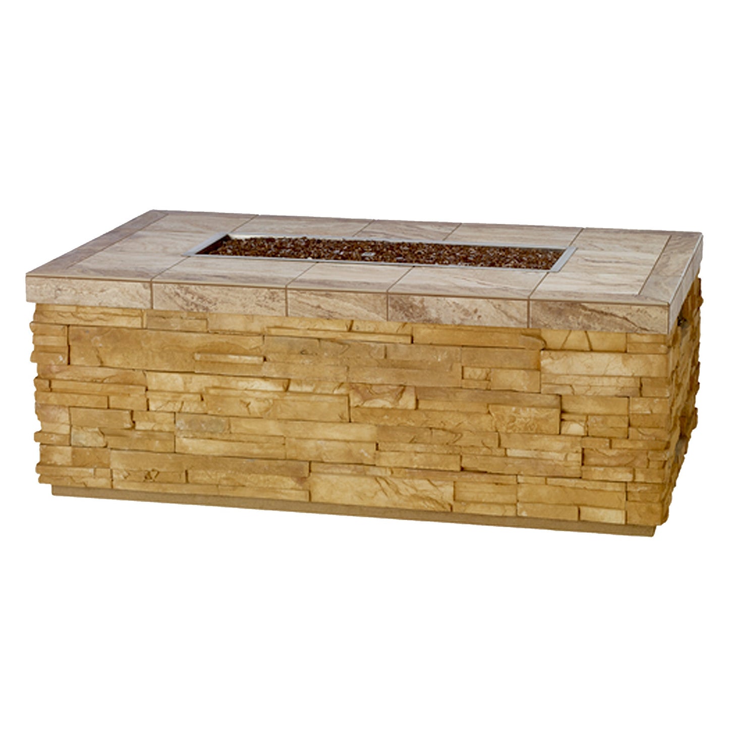 Rectangle Fire Pit - High Profile - Rock Base - Hercules Inc. Shop