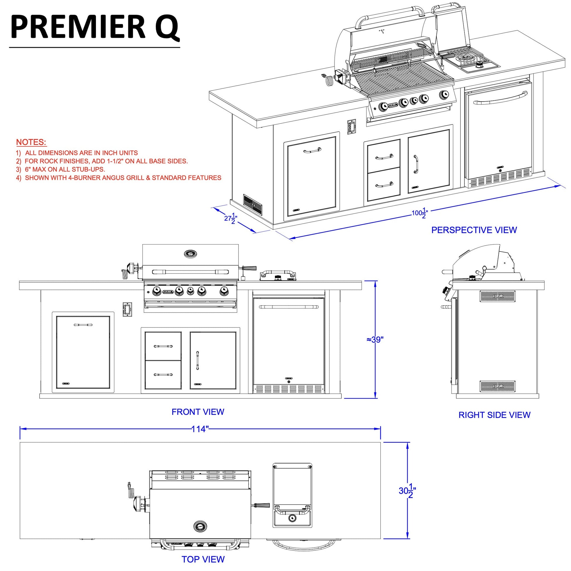 Single Grill BBQ Island - Premier Q - Hercules Inc. Shop