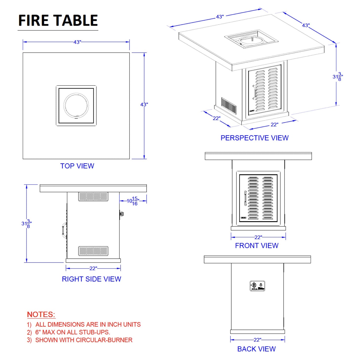 Square Fire Pit Table - Quartzsite Base - Hercules Inc. Shop