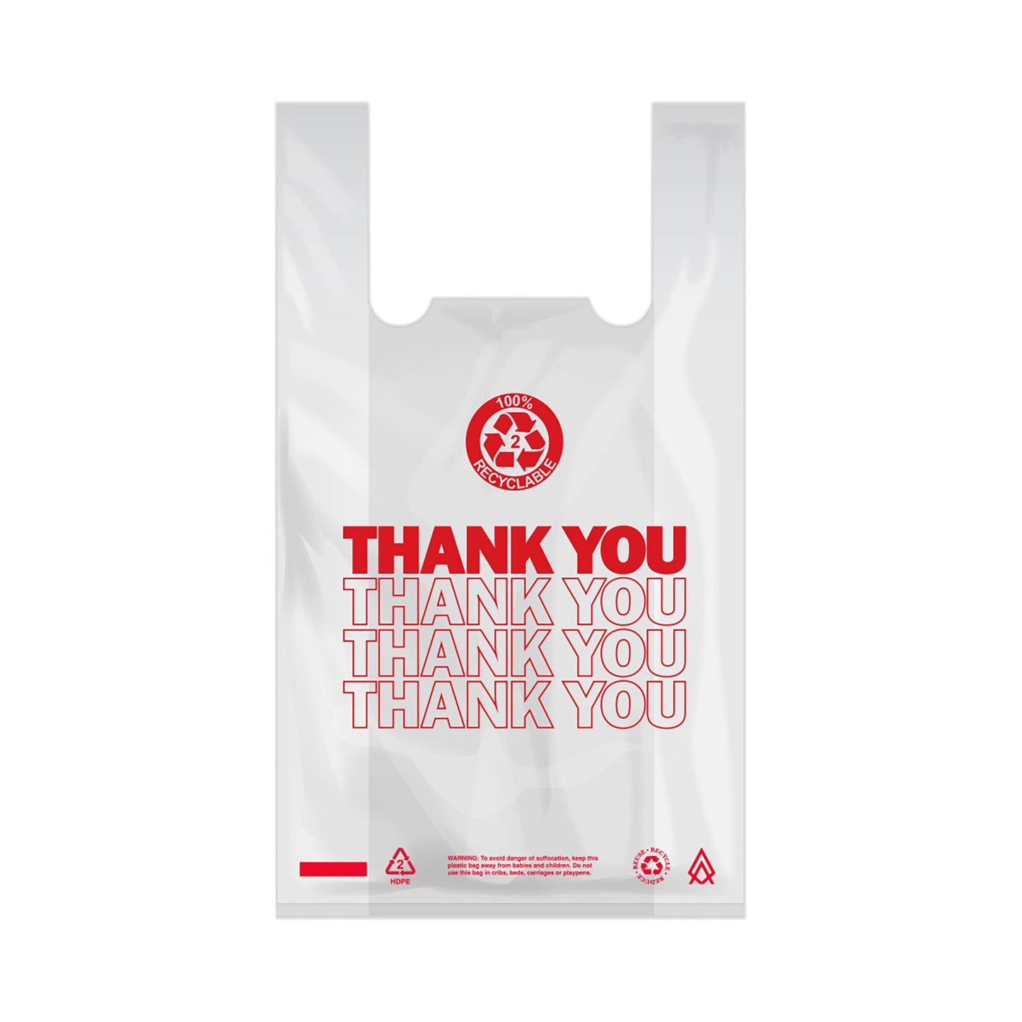 T - Shirt Bag - "Thank You" - White Plastic - Hercules Inc. Shop